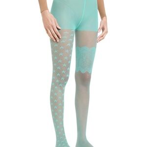 Aqua Celestial Star Pattern Tights - Classic (Color : Aquamarine)